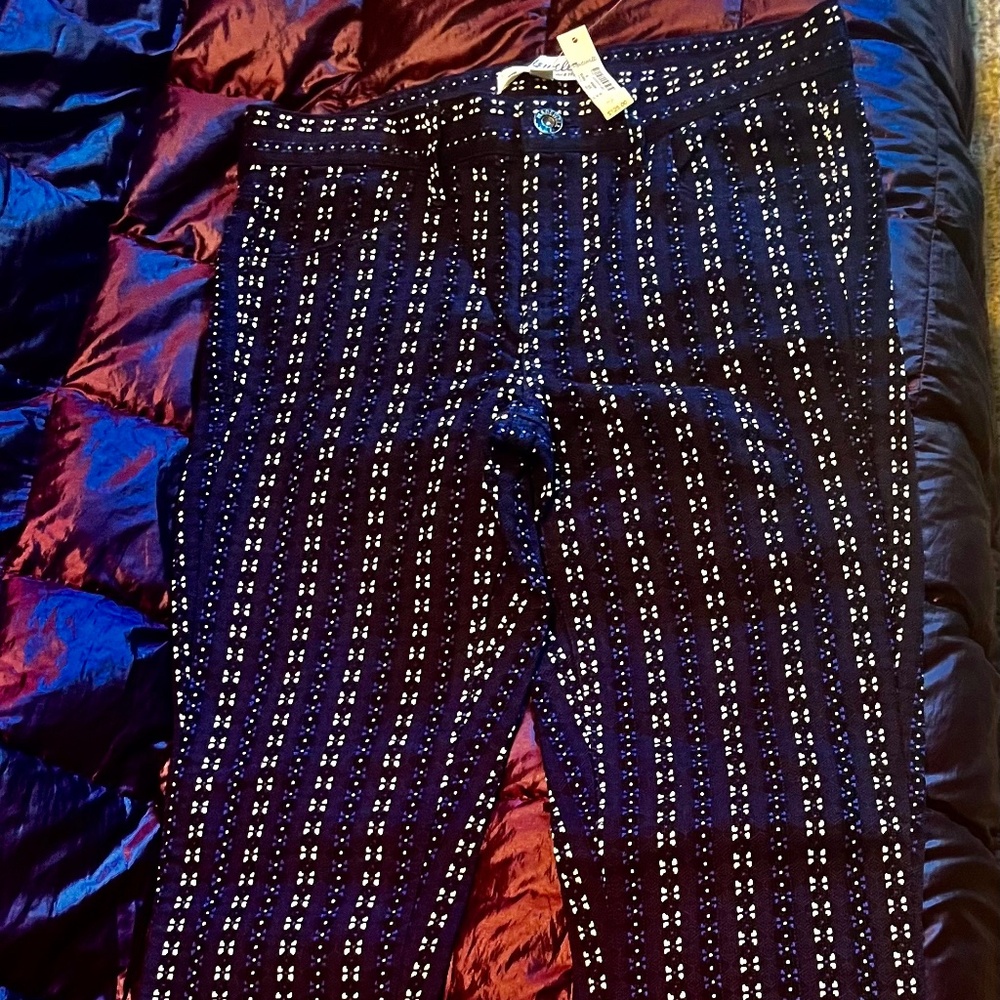 Madewell Brand New NWT Woman's Tapered Jeans styled Pants Nvy Blu w/wht sz 0